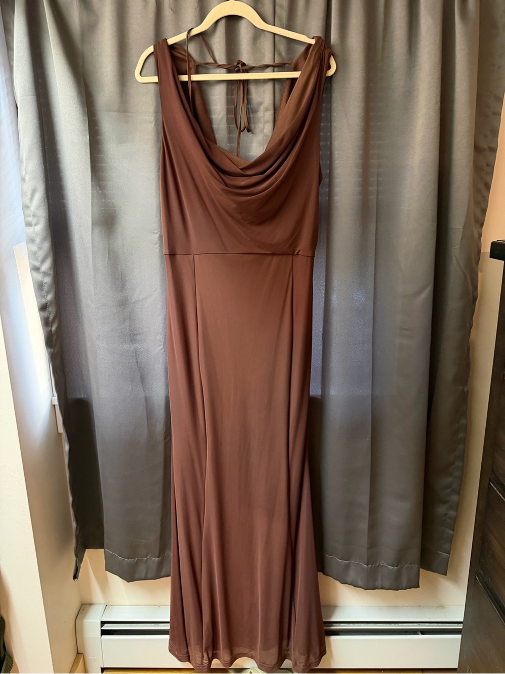 Lulu's Brown Cowl Neck Maxi Dress